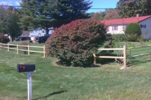 Spit rail fence installation in Saco Maine